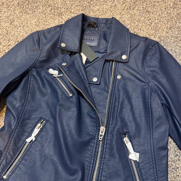 Anthropologie x Blank NYC Saige Faux-Leather Moto Jacket in Navy - Picture 3 of 8